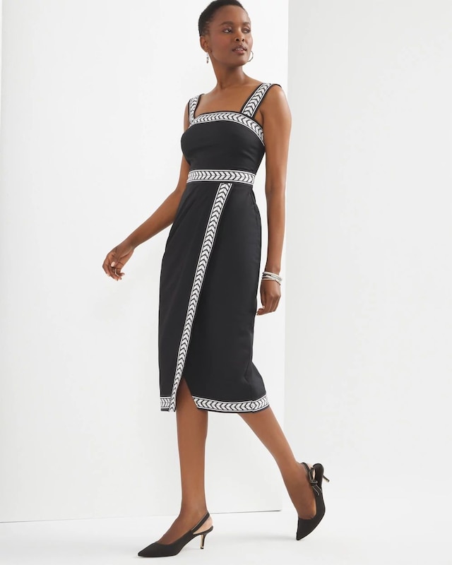 Petite Chevron-Printed Wrap Midi Dress