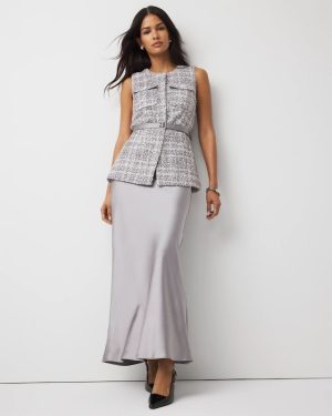 Petite Tweed Vest + Satin Maxi Skirt