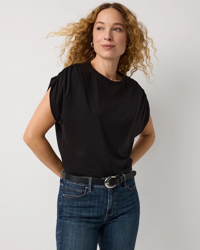 Ruched Shoulder Tee