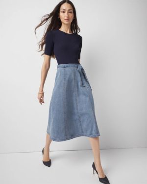 Petite Sweater + Denim Midi Dress