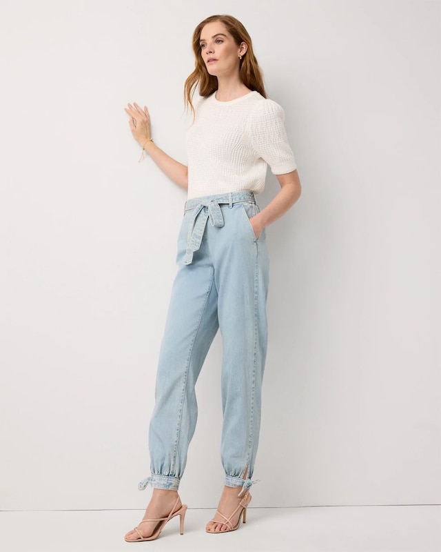 High Rise Tapered Ankle Featherweight Jean