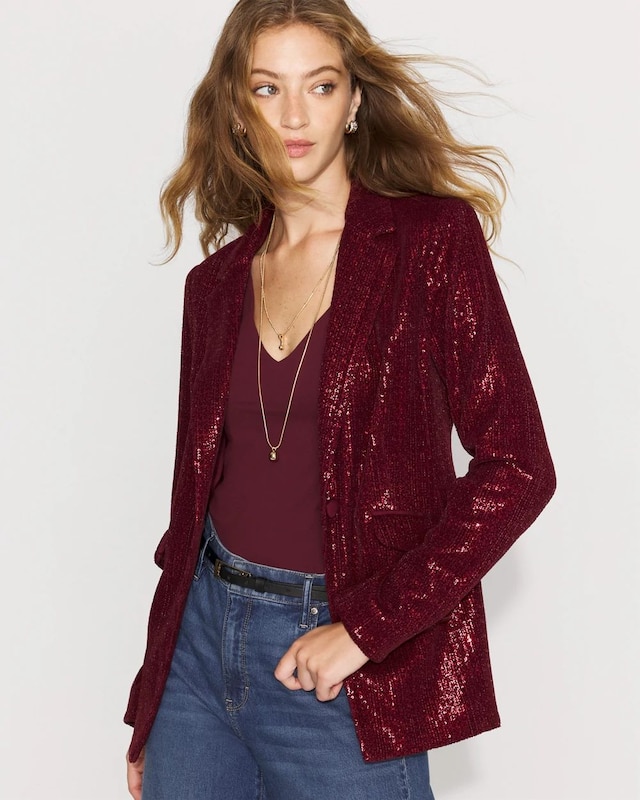 Petite WHBM? One-Button Sequin Blazer