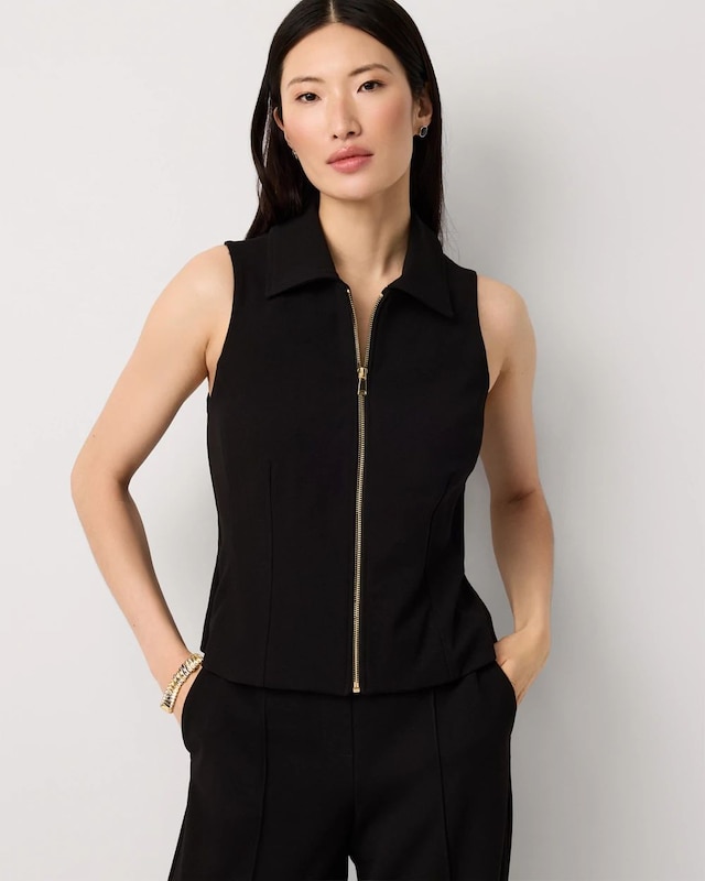 Zip-Up Collared Top