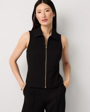 Petite Zip-Up Collared Top