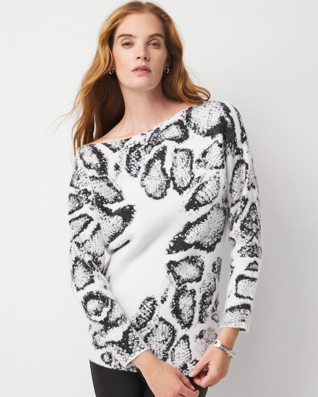 Off-The-Shoulder Leopard Print Sweater