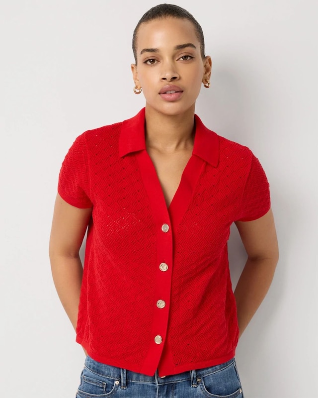 Textured Stitch Collared Cardigan
