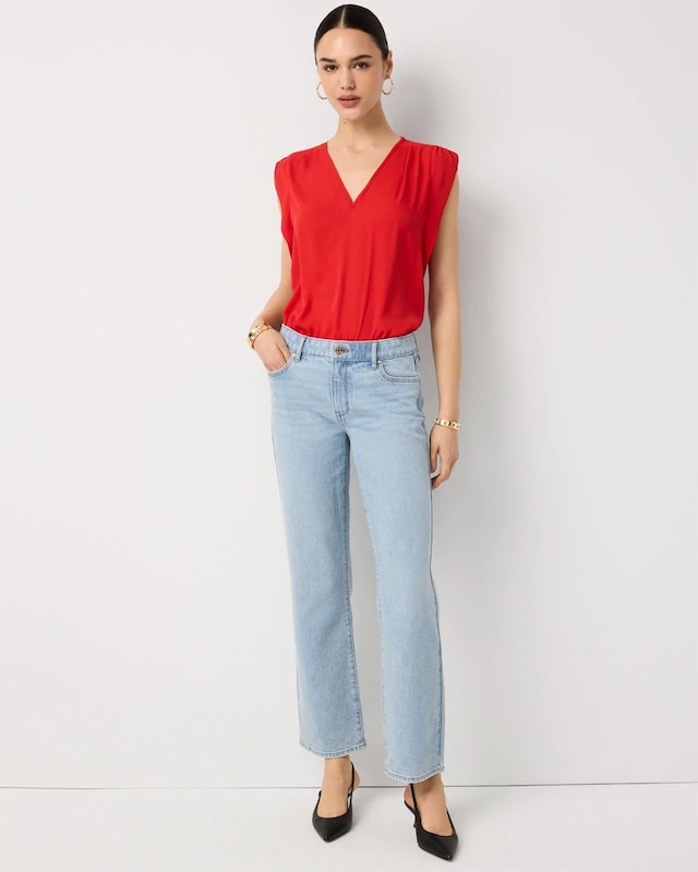 Petite Mid-Rise Straight Ankle Jean