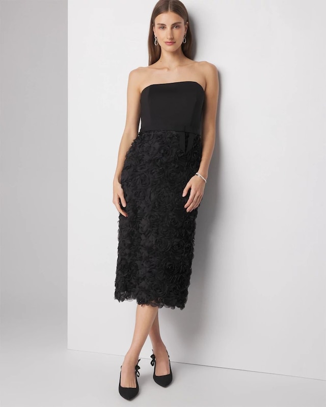 Petite Strapless Sheath Midi Dress