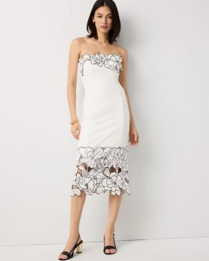 Petite Cutwork Strapless Sheath Dress
