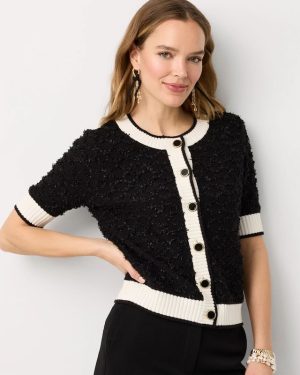 Boucl�� Elbow Sleeve Cardigan