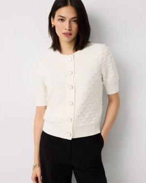 Petite Boucl�� Elbow Sleeve Cardigan