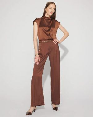 Petite Jacquard Pleated Wide-Leg Pant