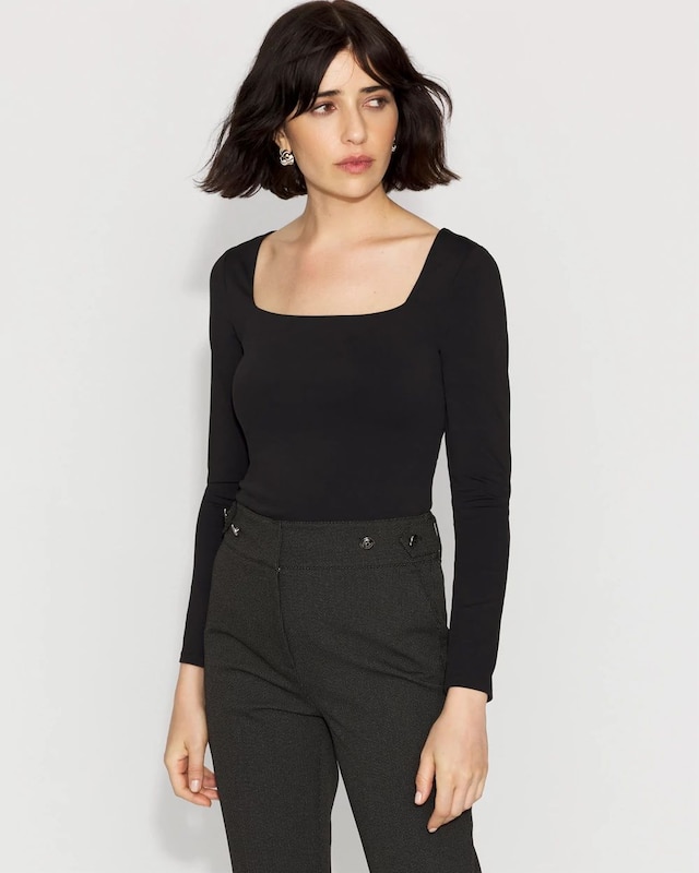 WHBM FORME? All Ways Stretch Square Neck Long-Sleeve Tee