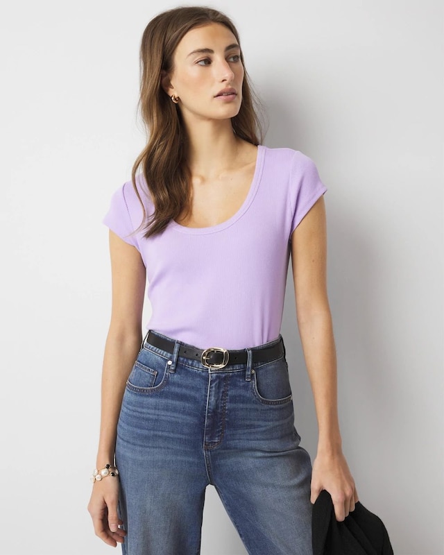 WHBMFORME? Ribbed Stretch Scoop Neck Tee