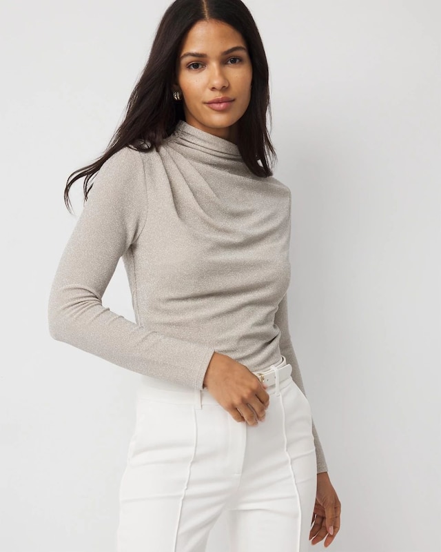WHBM FORME? Stretch Metallic Long-Sleeve Tee