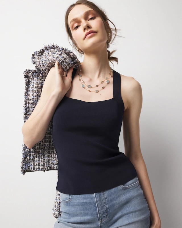 WHBM FORME? Sculpt Stretch Sweater Halter Top