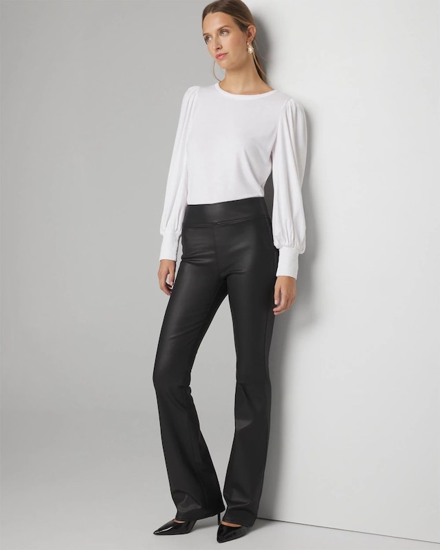 Extra High-Rise Coated Pull-On Flare Jeans