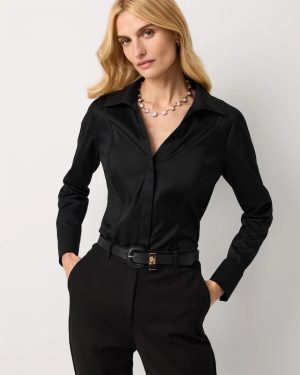 Petite Y-Neck Poplin Shirt