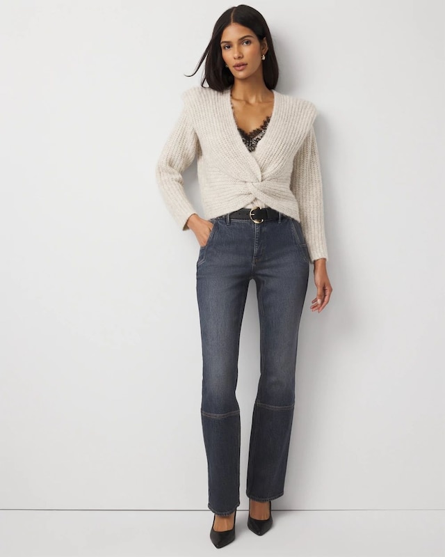 Zip Hem High Rise Bootcut Jean